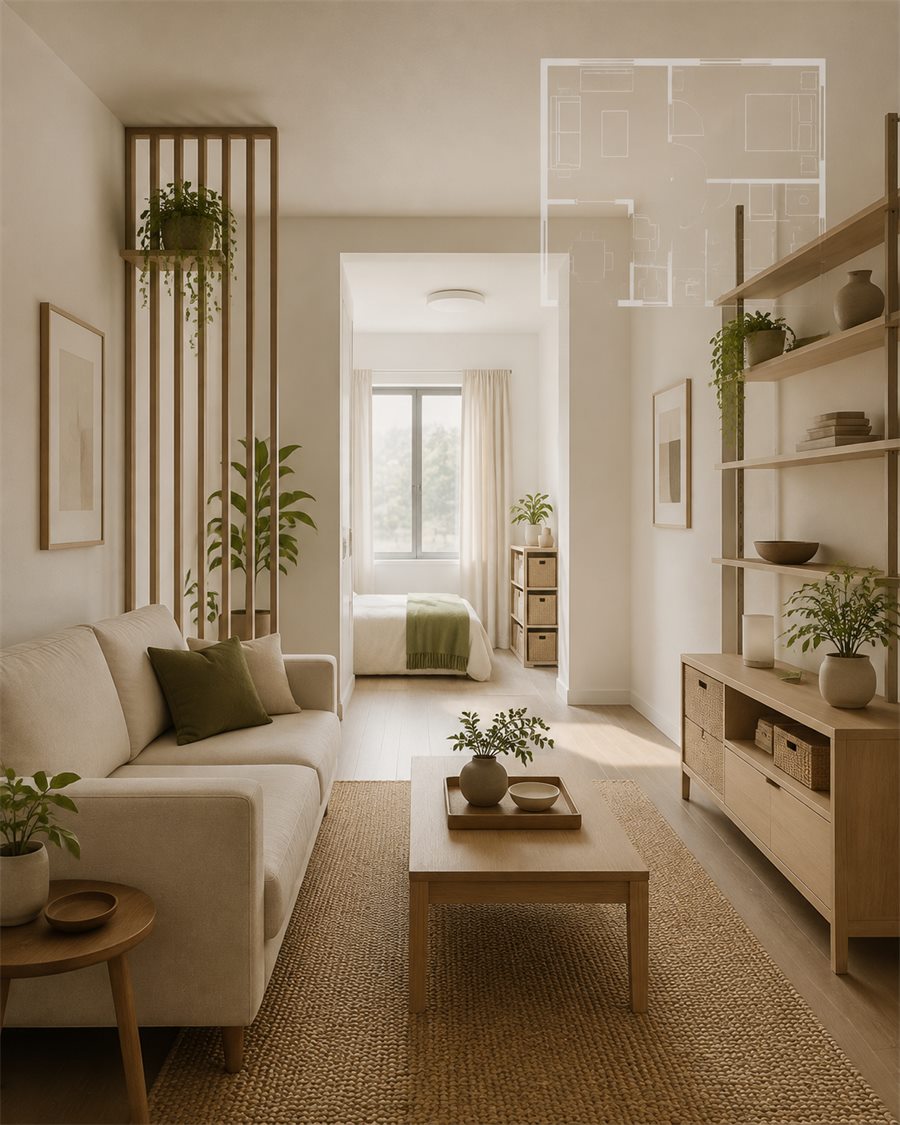 Small rental apartment with clear circulation and natural light